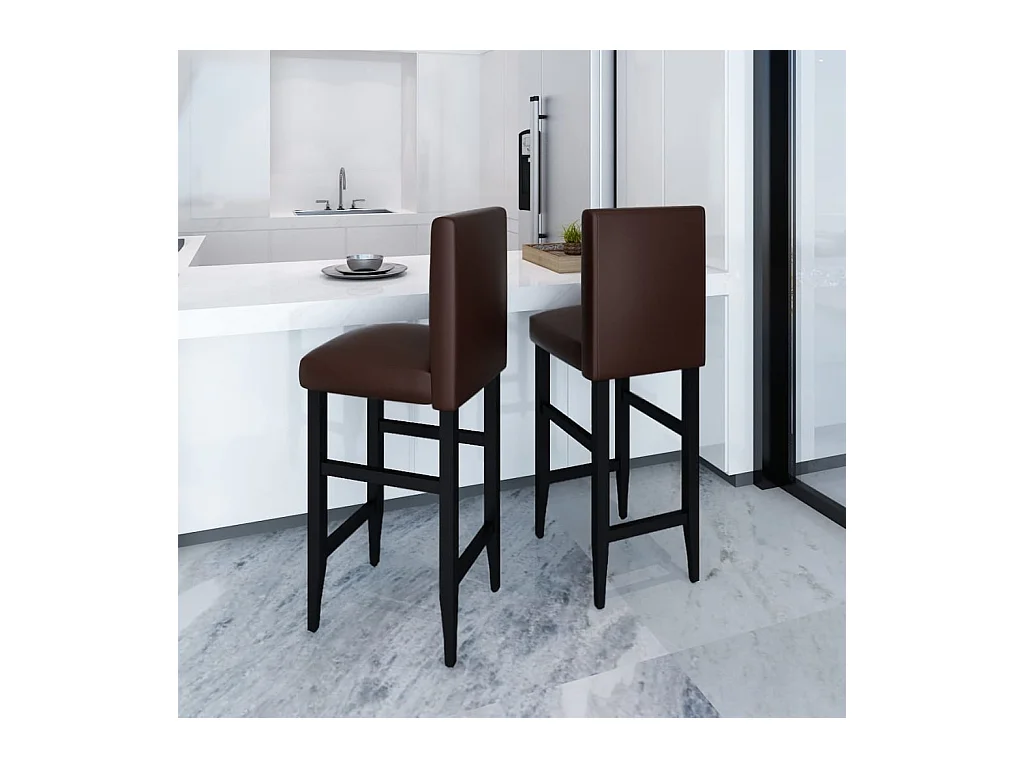 Tabourets de bar lot de 2 marron foncé similicuir