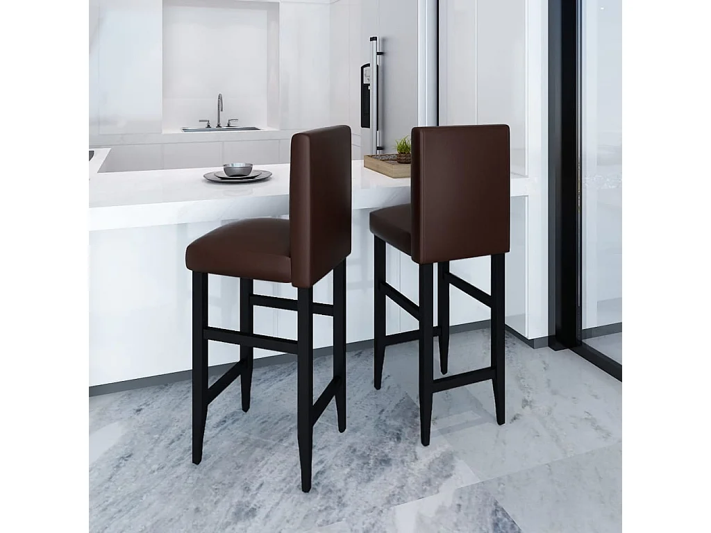 Barhocker 2 Stk. Dunkelbraun Kunstleder