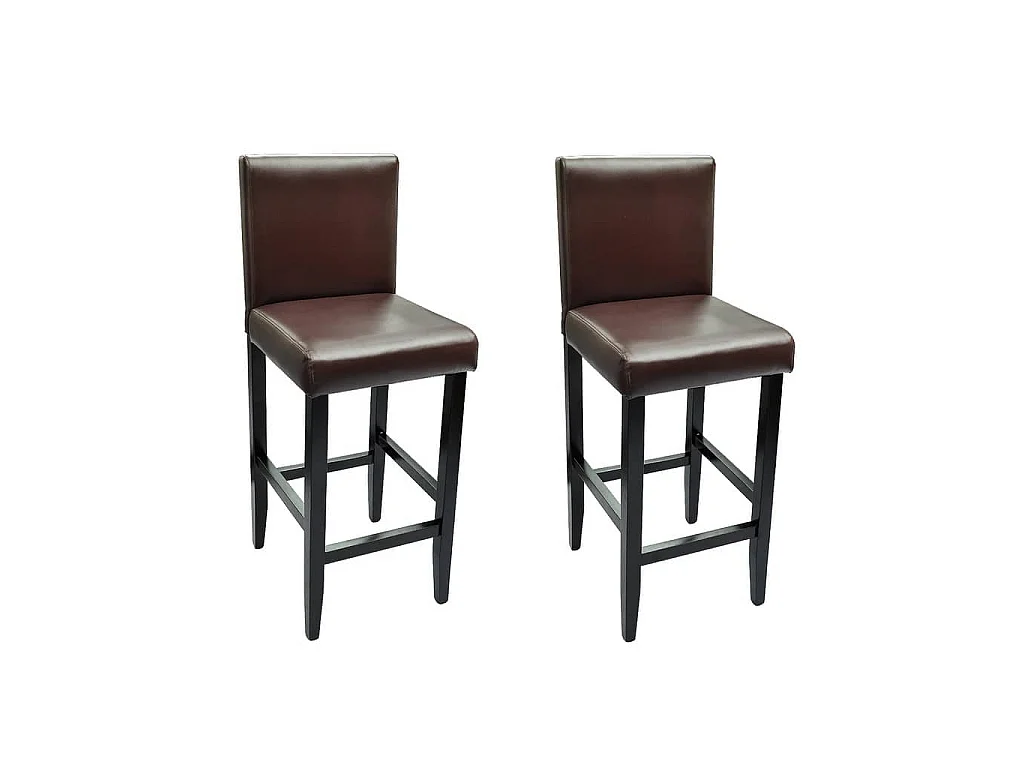 Bancos de bar 2 pcs couro artificial castanho-escuro