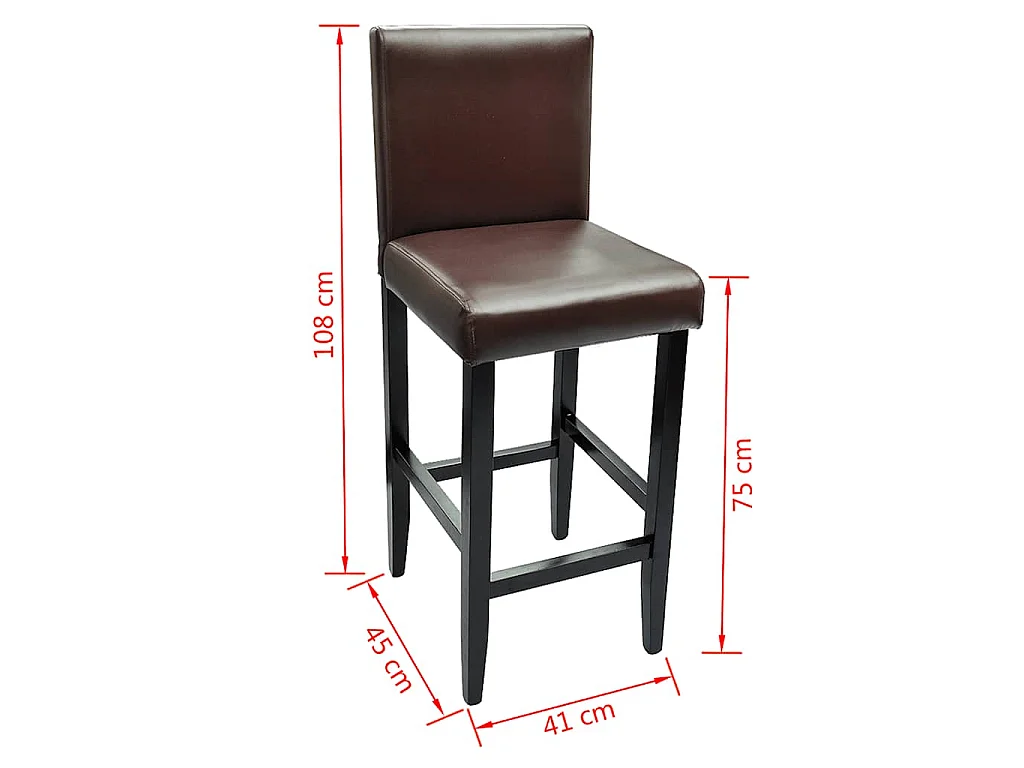 Bancos de bar 2 pcs couro artificial castanho-escuro