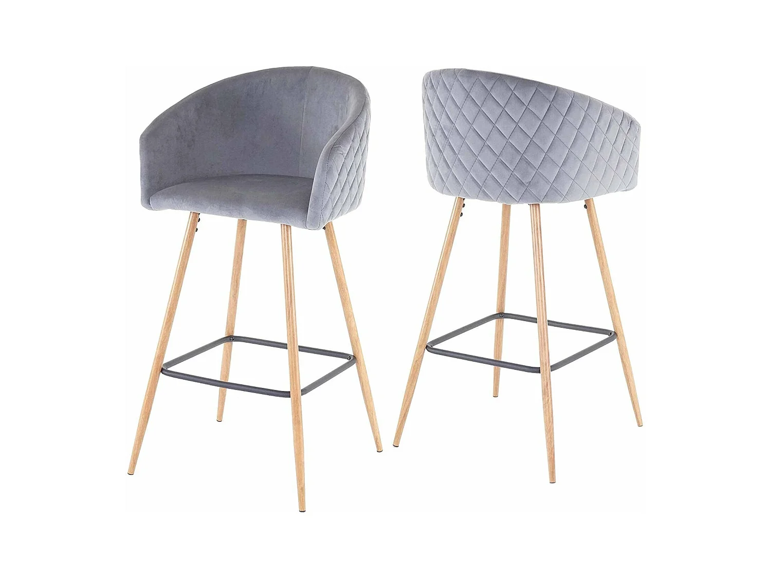Lot de 2 tabourets tissu grise 54 x 50 x 100 cm TDB04037