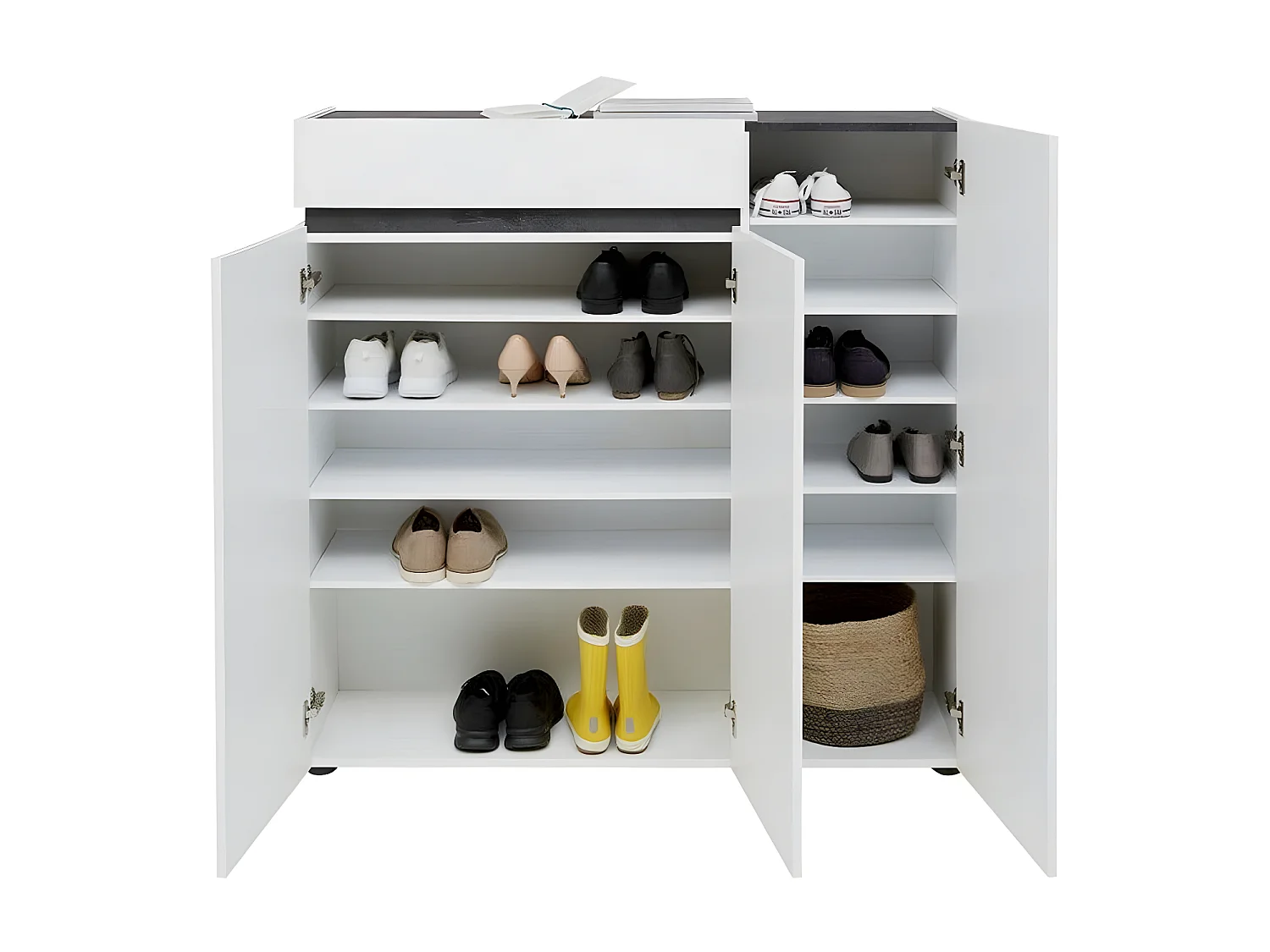 Scarpiera Bob, Bianco, 80x115x34 cm, Seven Design