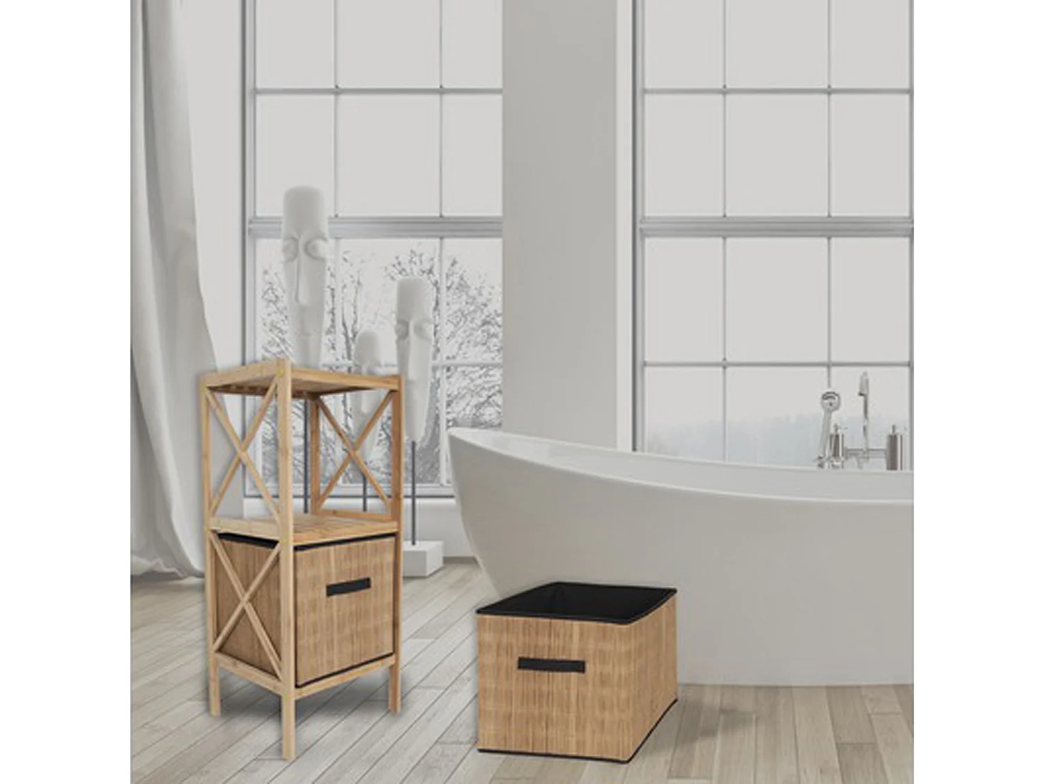 Panier de pliage de fil en bambou - MSV.