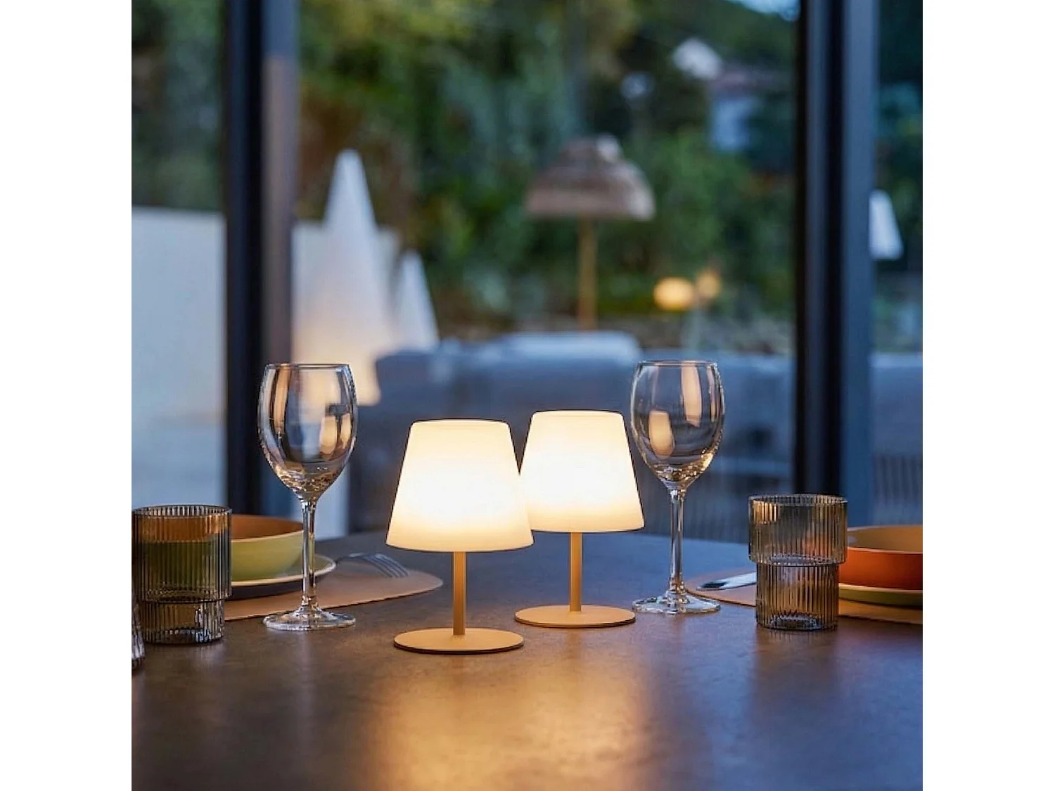 Set van 2 draadloze tafellampen H16CM TWINS