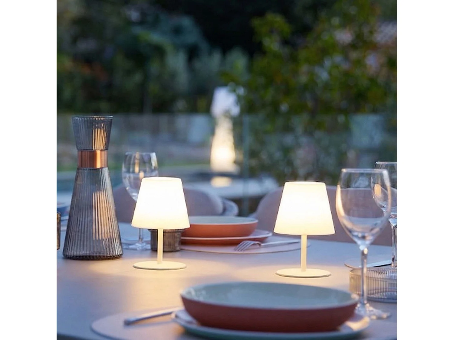 Set van 2 draadloze tafellampen H16CM TWINS