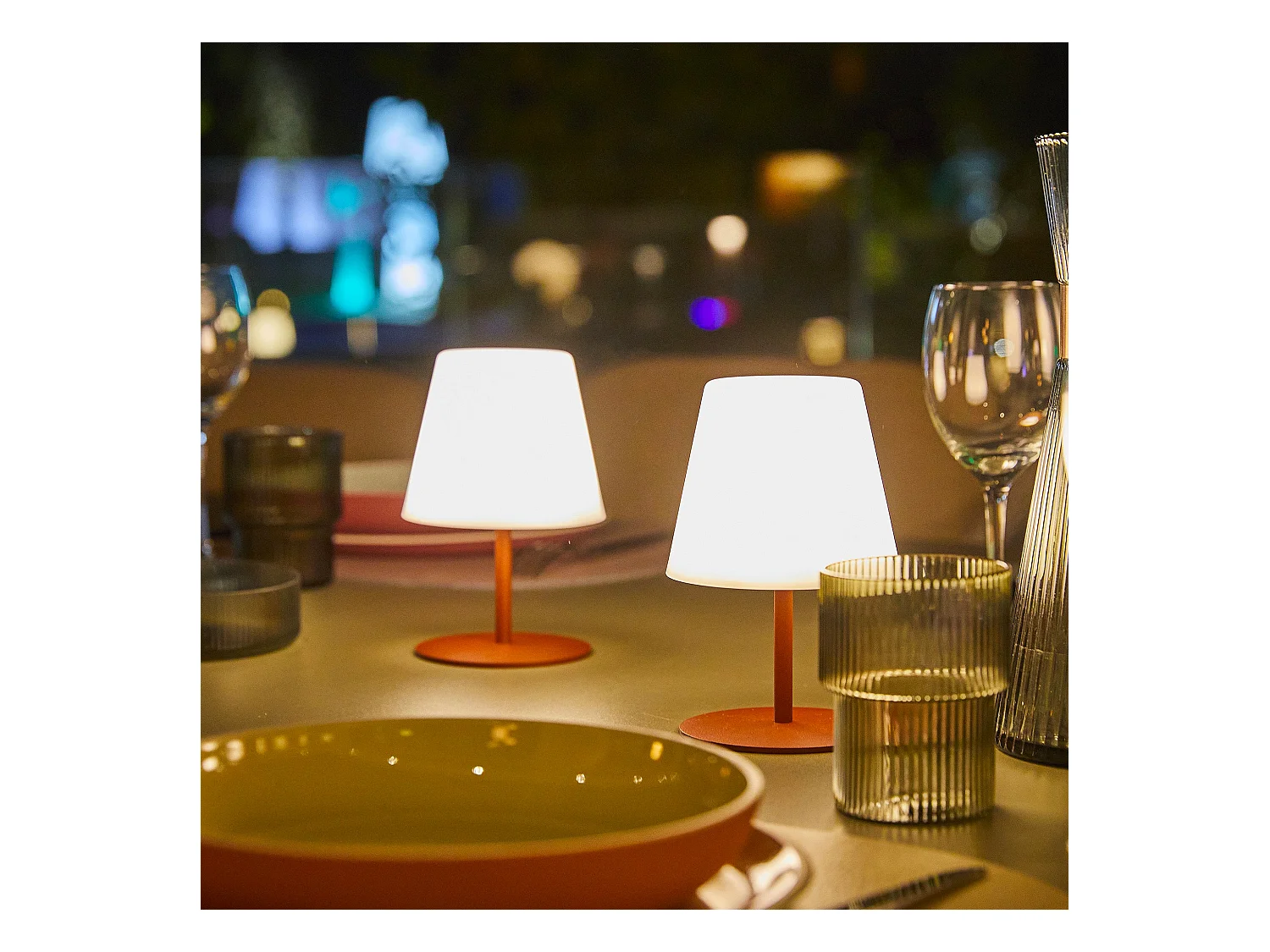 Set de 2 lampes de table TWINS Terracotta Plastique H16cm