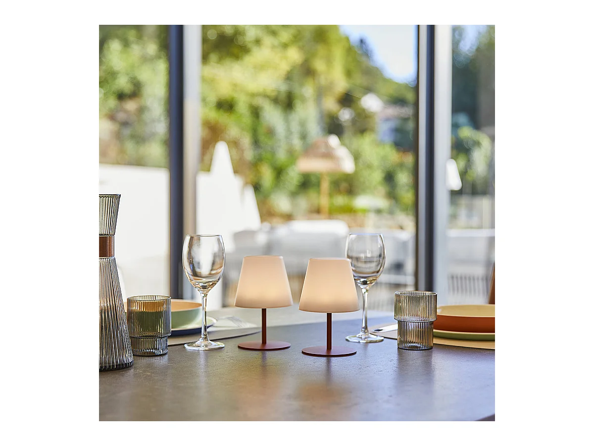 Set de 2 lampes de table TWINS Terracotta Plastique H16cm