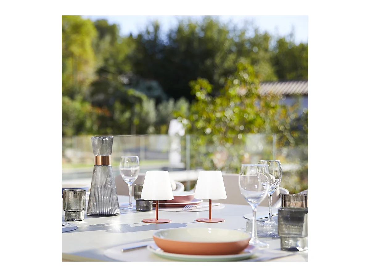 Set de 2 lampes de table TWINS Terracotta Plastique H16cm
