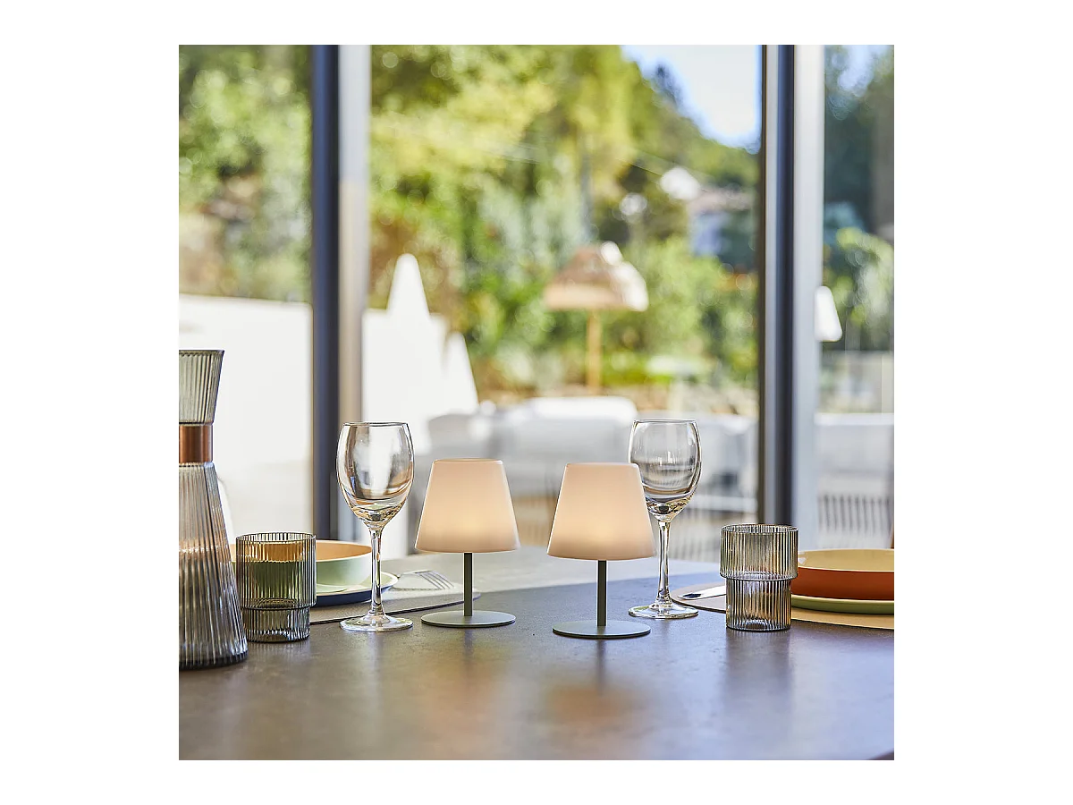 Set de 2 lampes de table TWINS Vert olive Aluminium H16CM