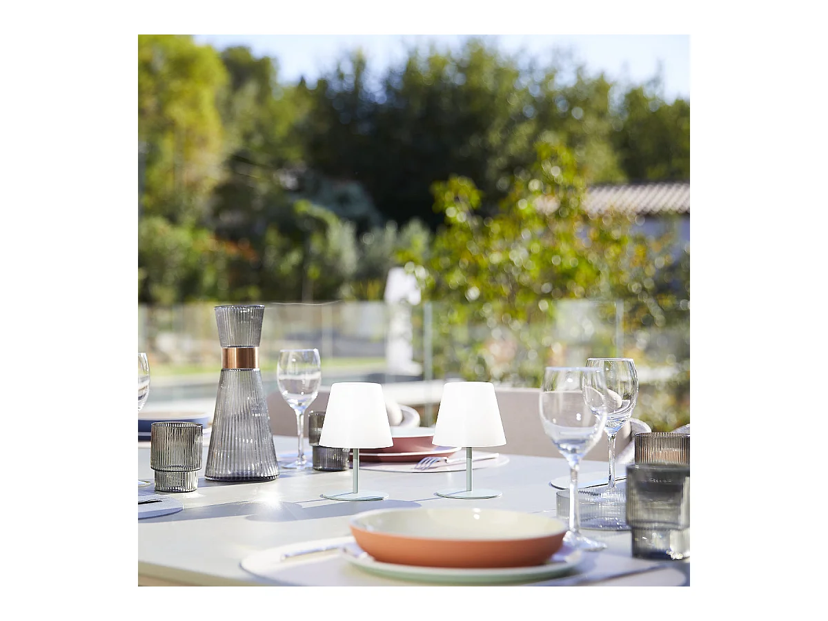 Set de 2 lampes de table TWINS Vert olive Aluminium H16CM