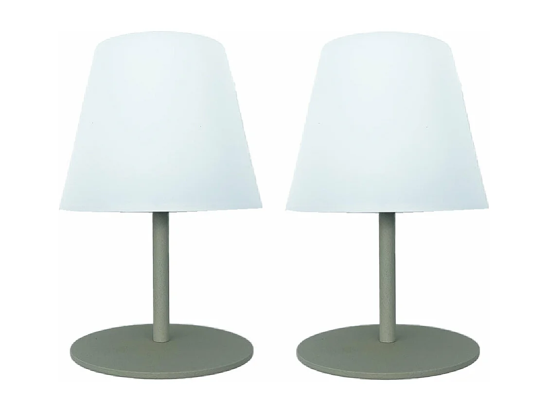 Set de 2 lampes de table TWINS Vert olive Aluminium H16CM