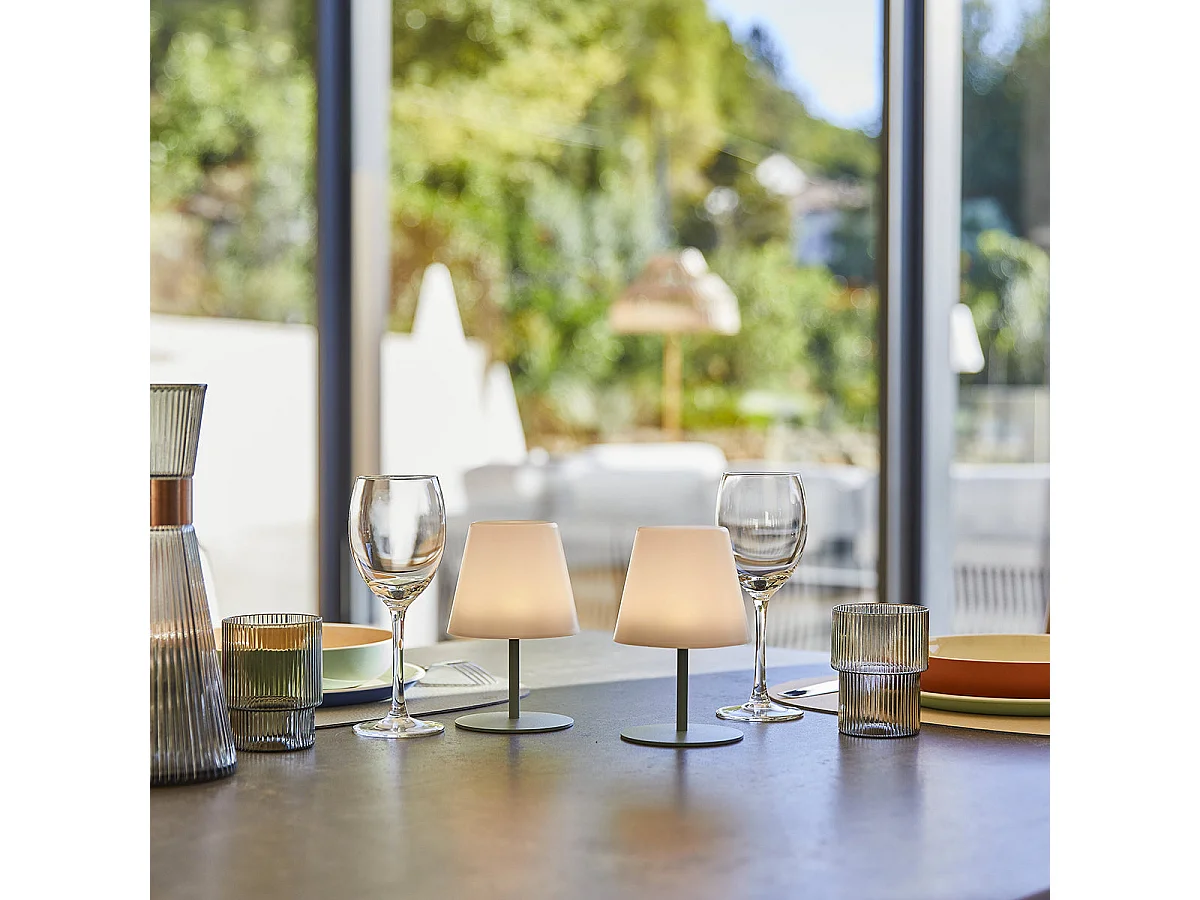 Set de 2 lampes de table TWINS Vert olive Aluminium H16CM