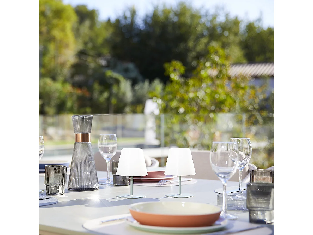 Set de 2 lampes de table TWINS Vert olive Aluminium H16CM