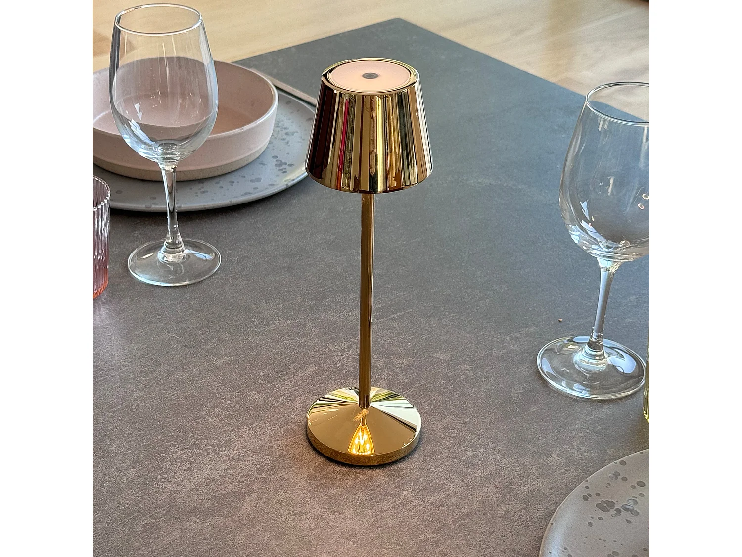 Lampe de table sans fil EMILY Doré Aluminium H20cm