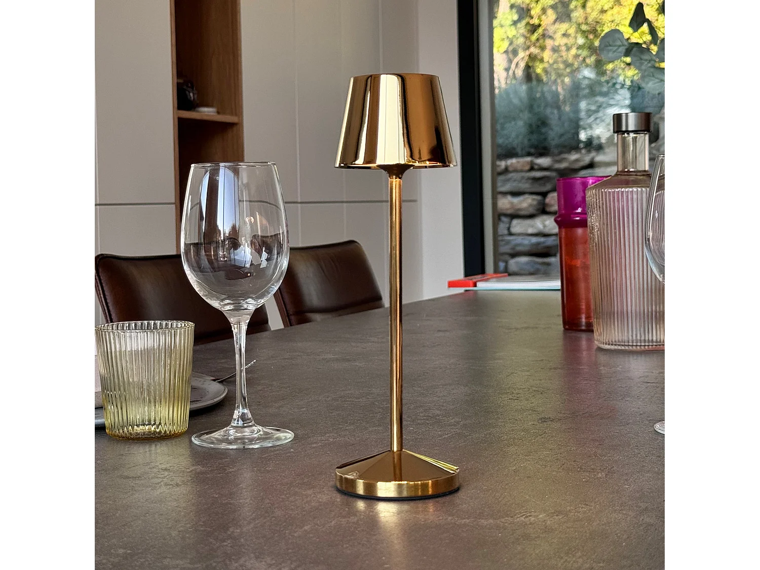 Lampe de table sans fil EMILY Doré Aluminium H20cm