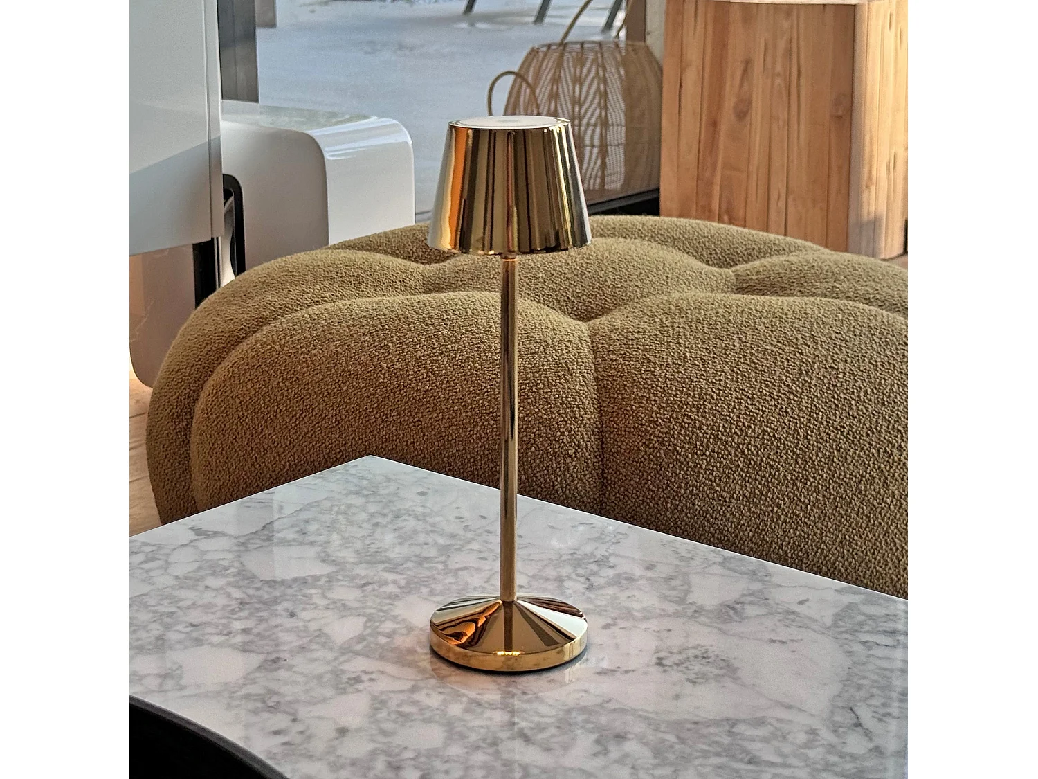 Lampe de table sans fil EMILY Doré Aluminium H20cm