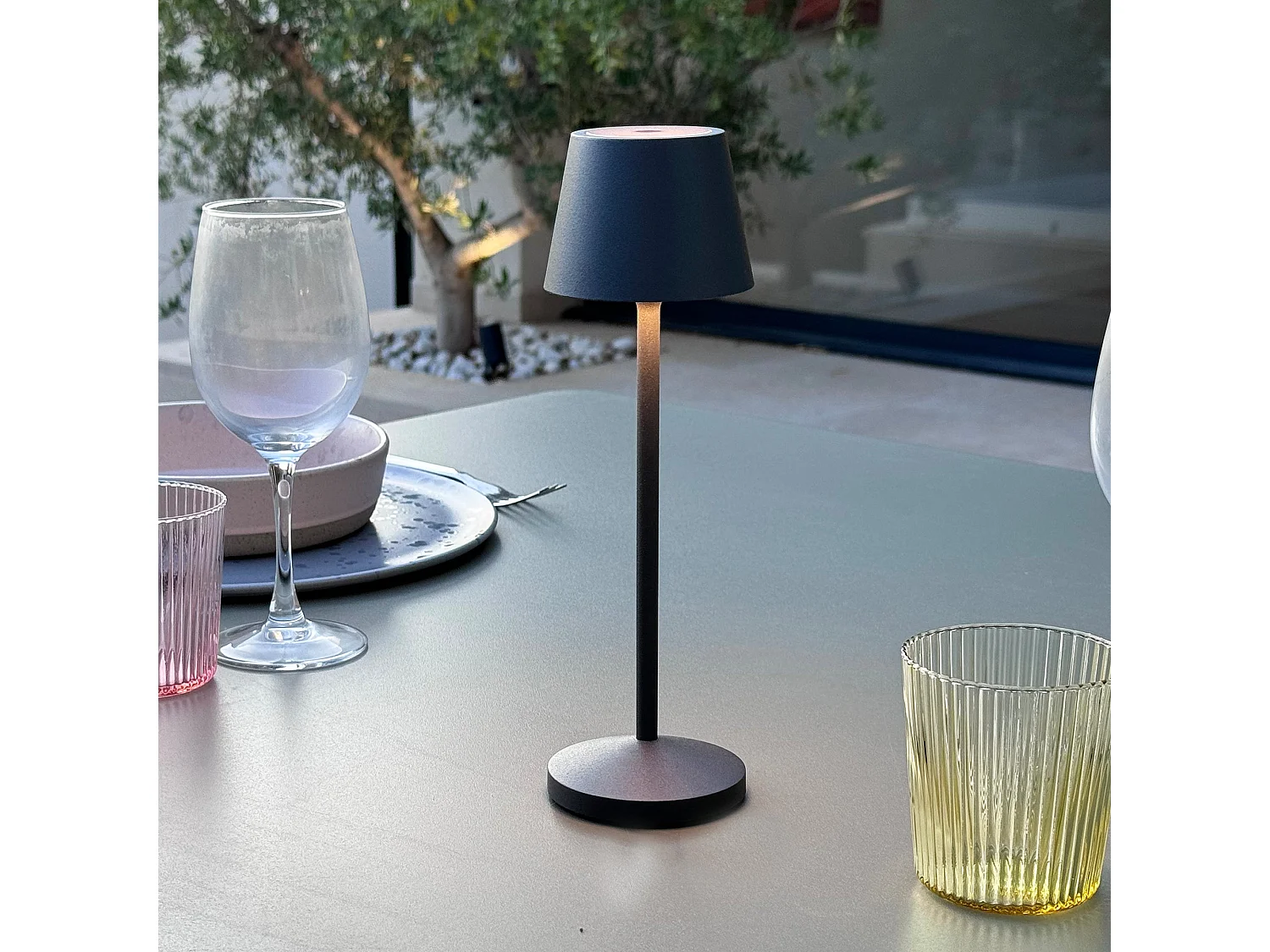 Lampe de table sans fil EMILY Gris H25cm