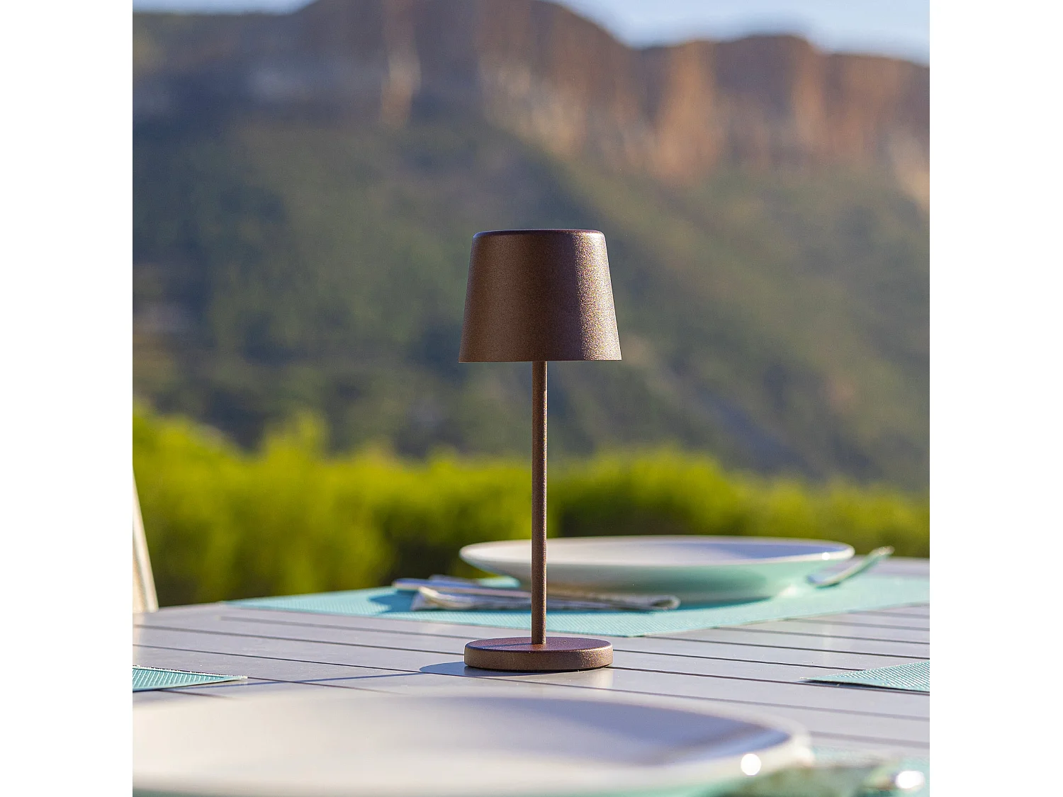 Mini lampe de table KELLY MINI Marron Aluminium H22cm