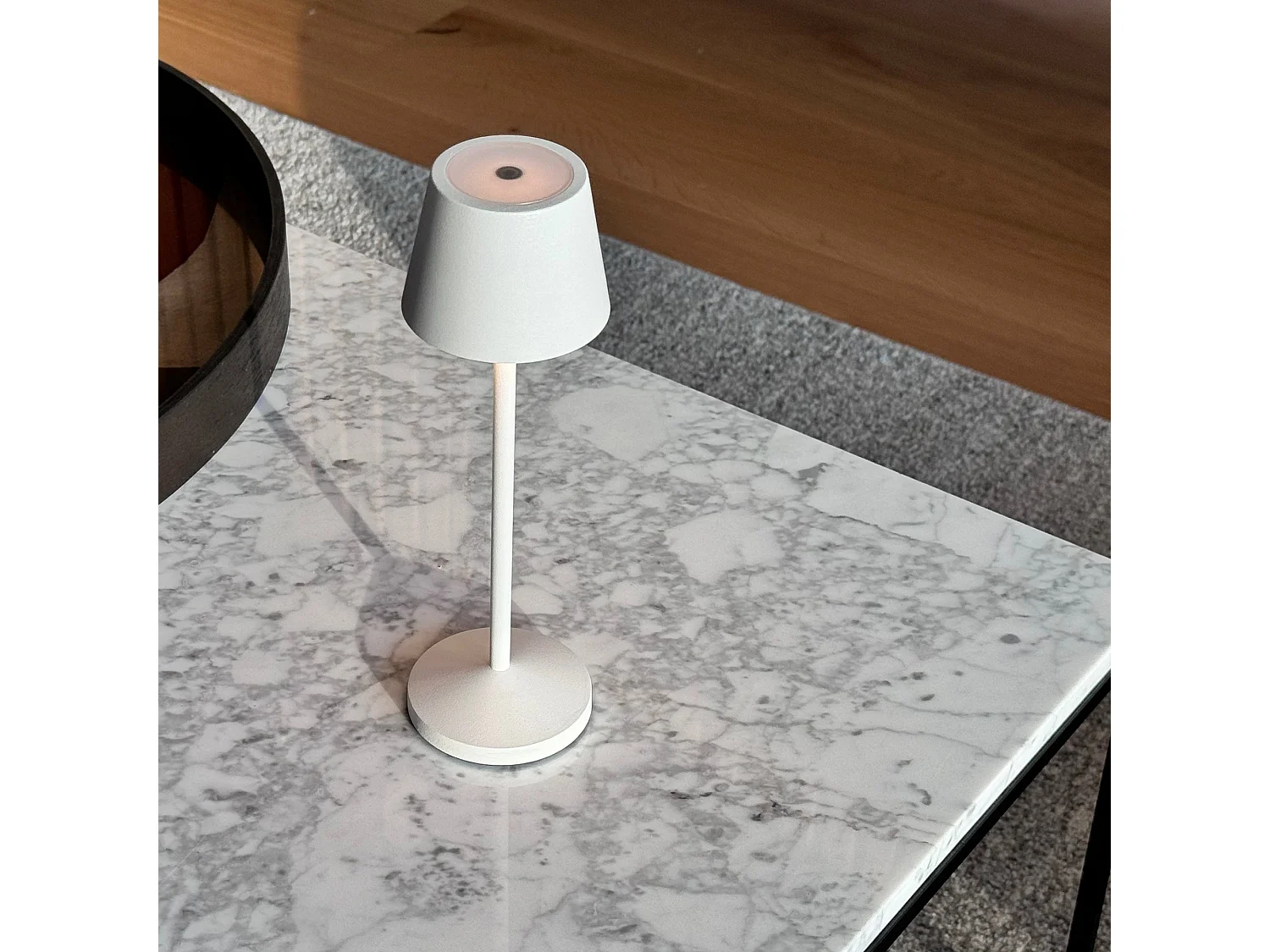 Lampe de table sans fil EMILY Blanc Aluminium H20CM