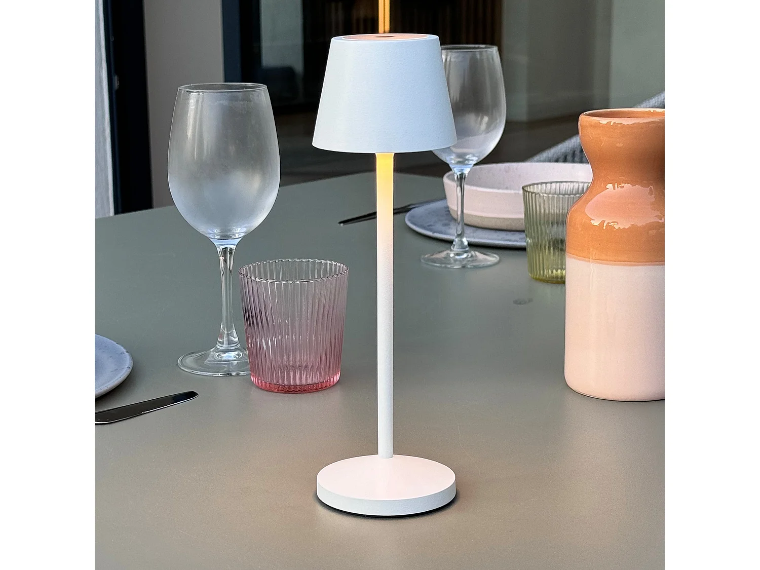 Lampe de table sans fil EMILY Blanc H25cm