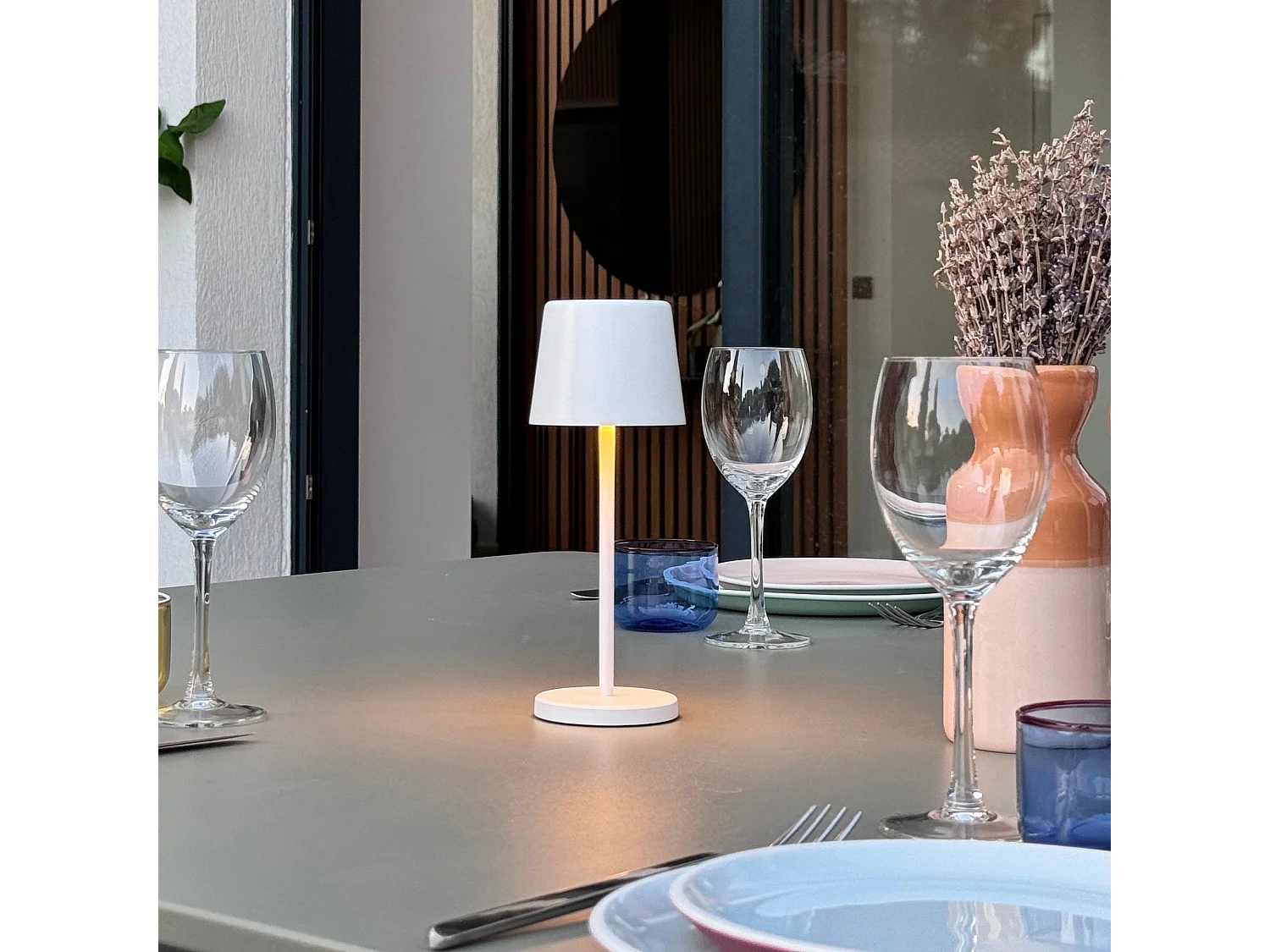 Lampe de table sans fil MINI KELLY Blanc H22cm