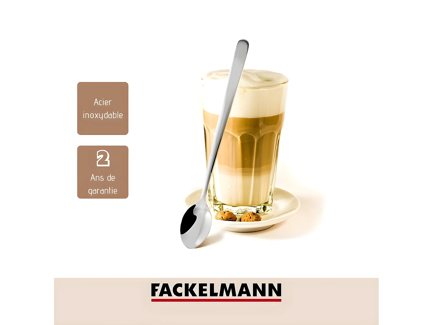 Lot de 3 cuillères à café long manche 20 cm Fackelmann Petit Déjeuner