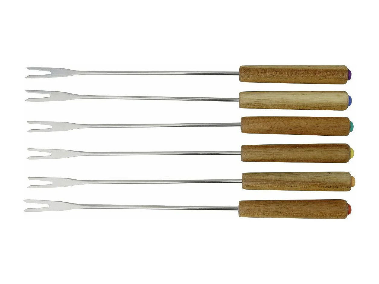 Lot de 6 fourchettes à fondue savoyarde en bois FSC Fackelmann Nature
