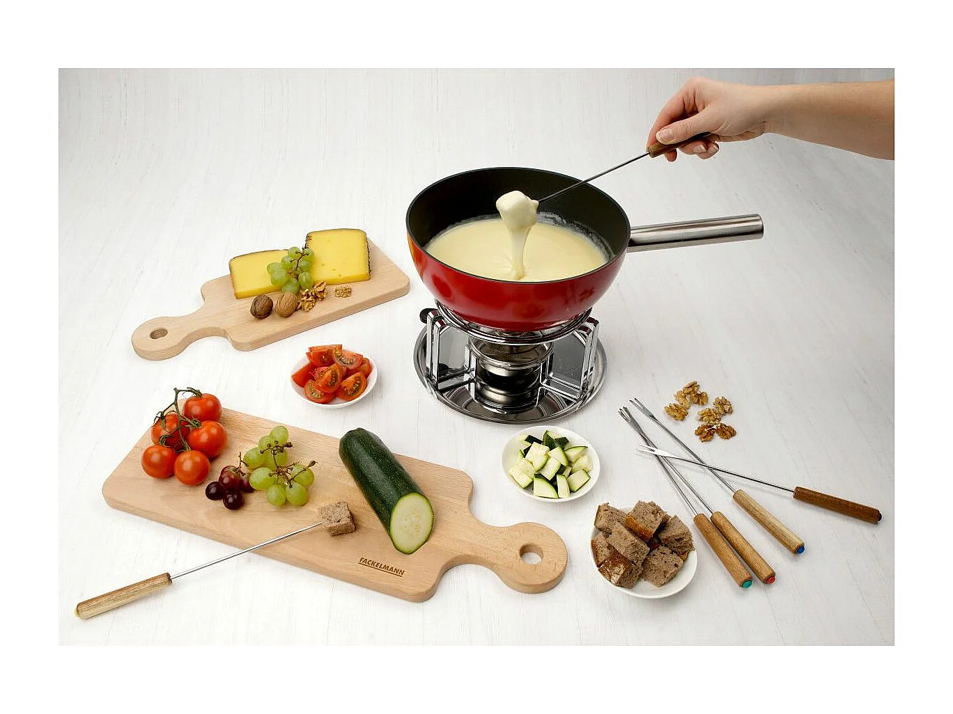 Lot de 6 fourchettes à fondue savoyarde en bois FSC Fackelmann Nature