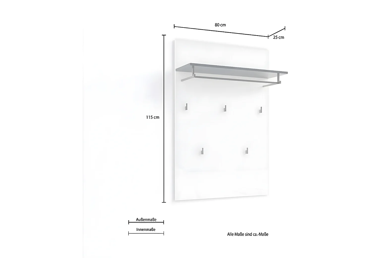 Muurhangers Bob - Wit - 80x26x115 cm - Epikasa