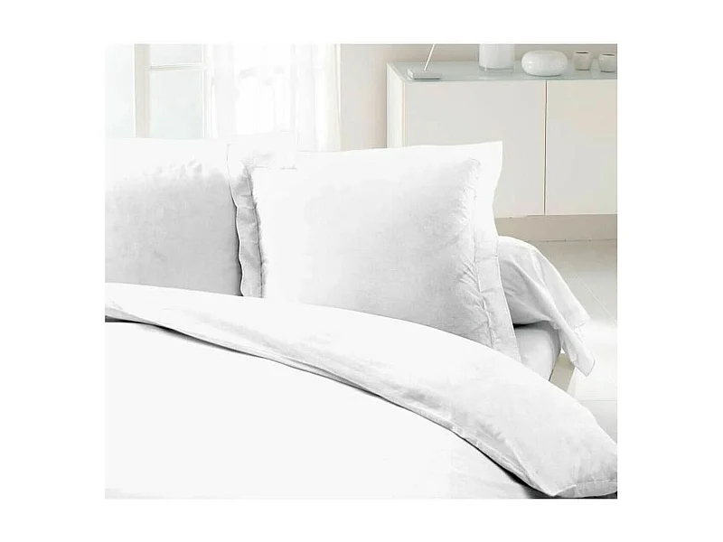 Conjunto de 2 Capas de Almofada 100% Algodão Branco 63x63 cm com Bainha Plana