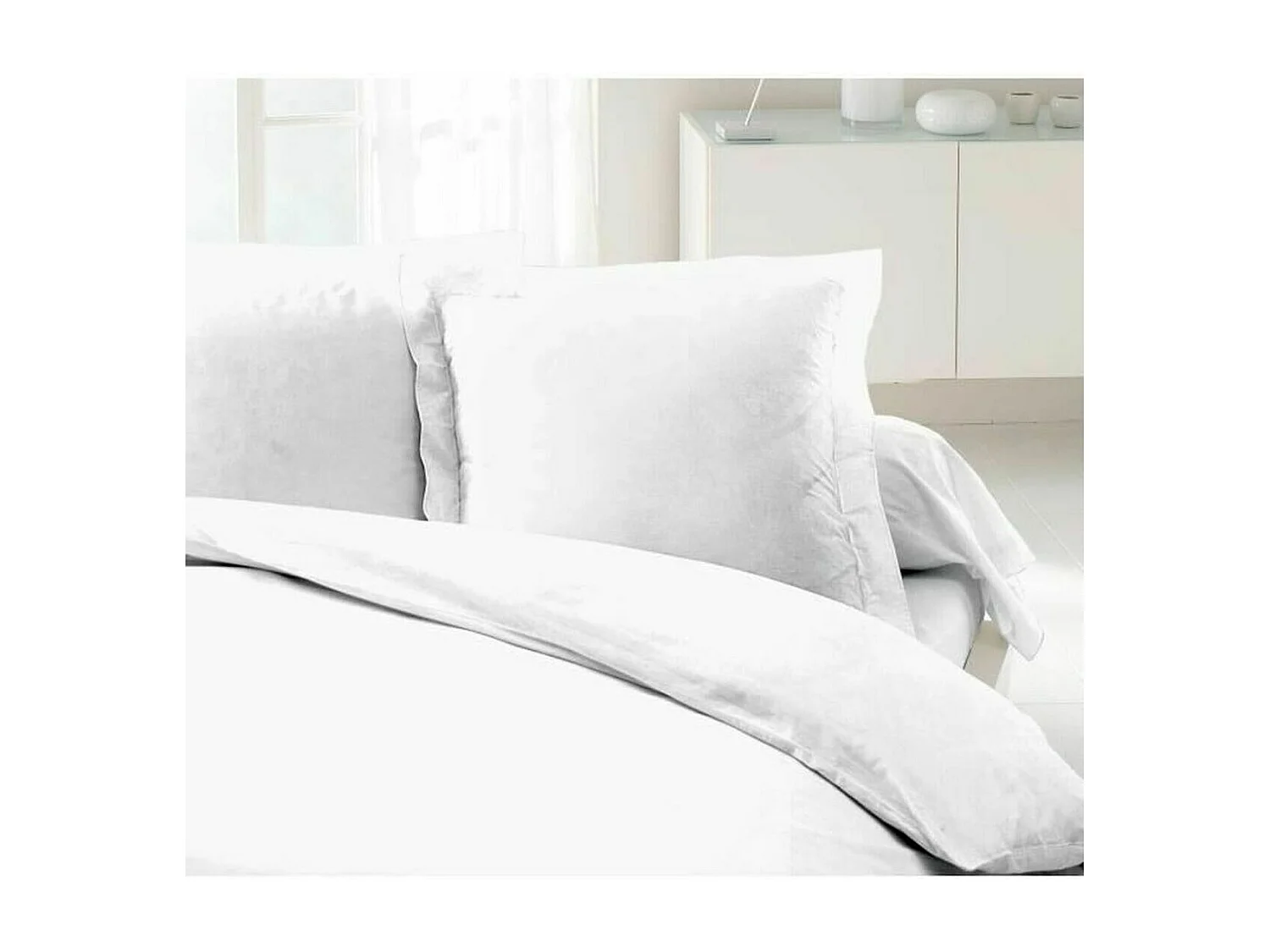 Set di 2 Federe 100% Cotone Bianco 63x63 cm con Volant Piatto