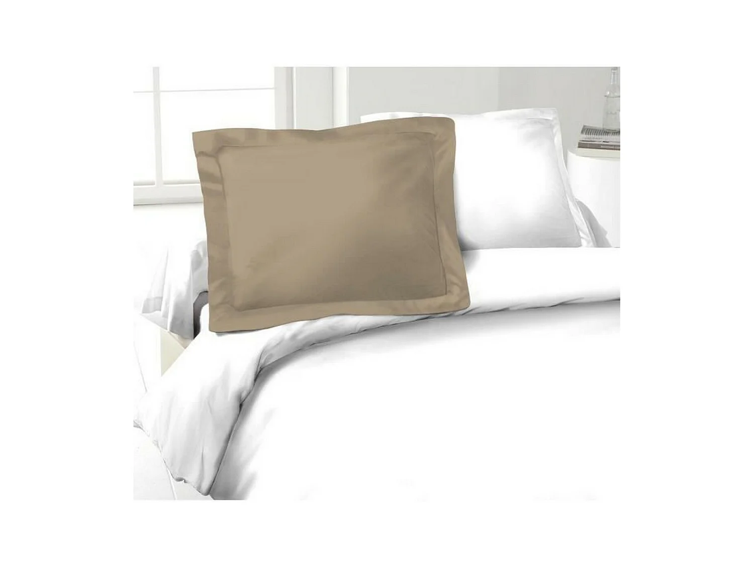 2 Taies d'oreillers beige 100% coton 50 x 70 cm