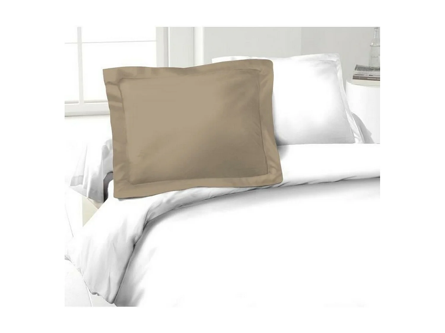 Set aus 2 Kissenbezügen 100% Baumwolle Beige 50x70 cm - OEKO-TEX Zertifiziert