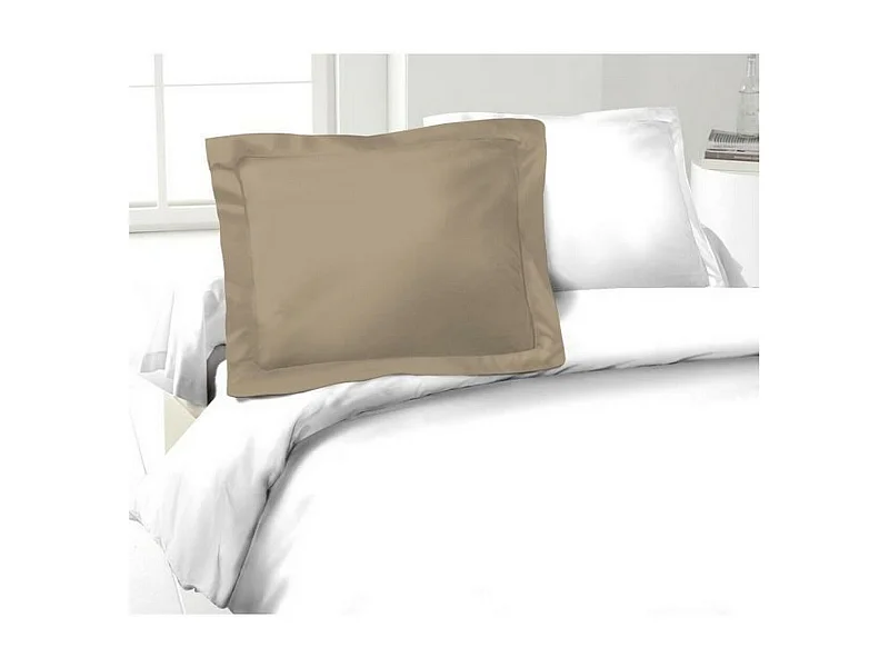 2 Taies d'oreillers beige 100% coton 50 x 70 cm