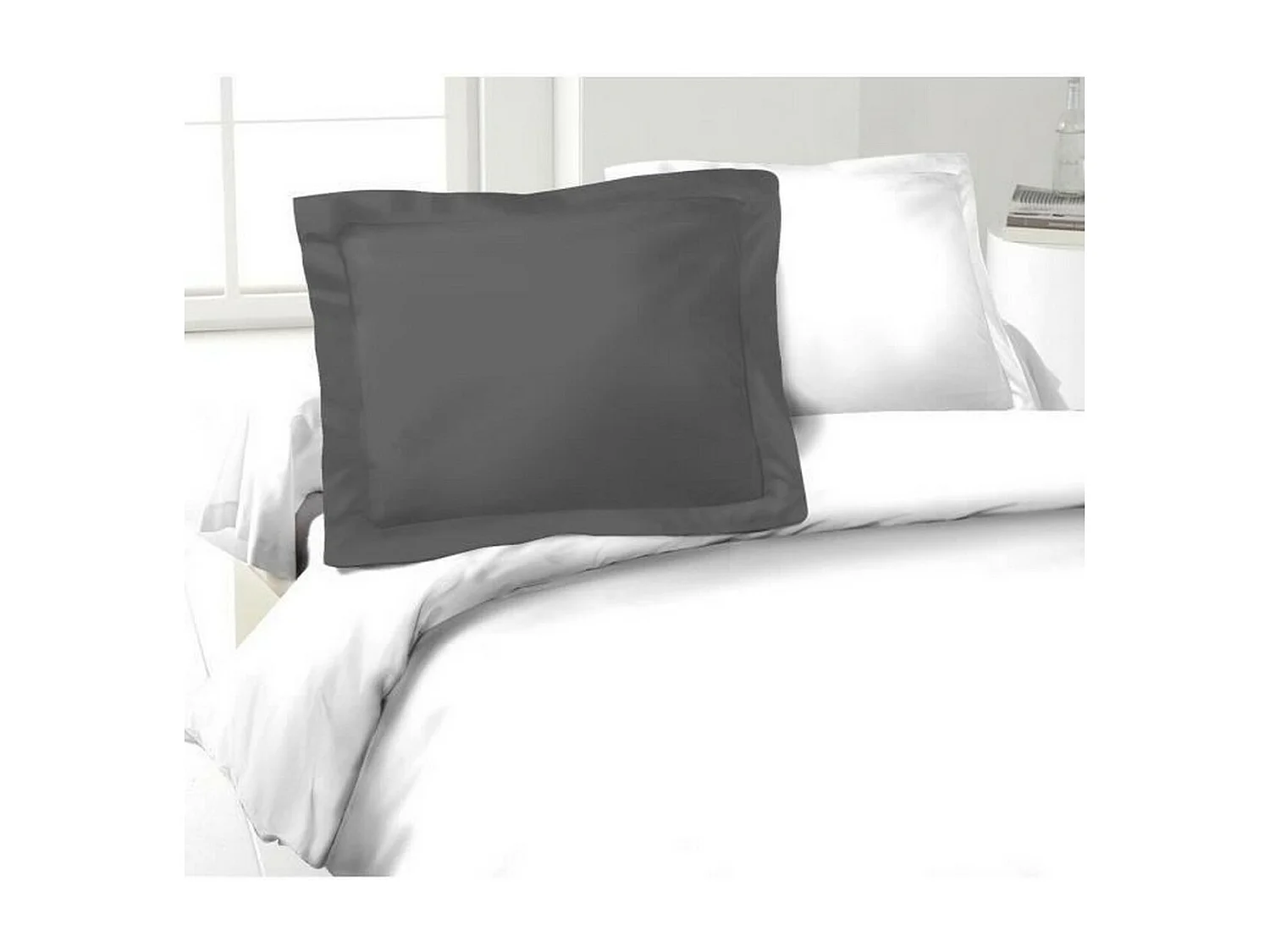 Set aus 2 Kissenbezügen 100% Baumwolle Dunkelgrau 50x70 cm