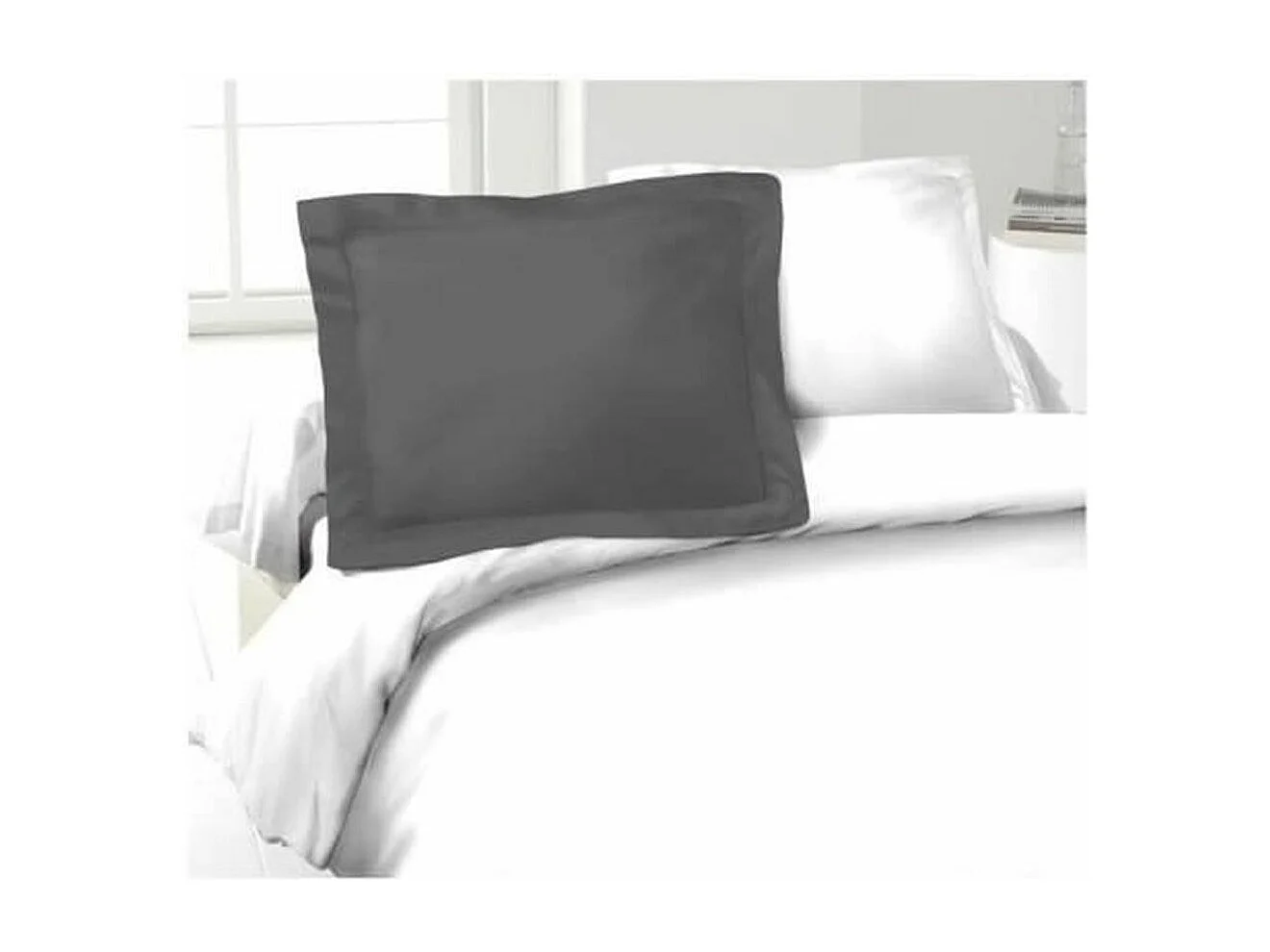 Set aus 2 Kissenbezügen 100% Baumwolle Dunkelgrau 50x70 cm