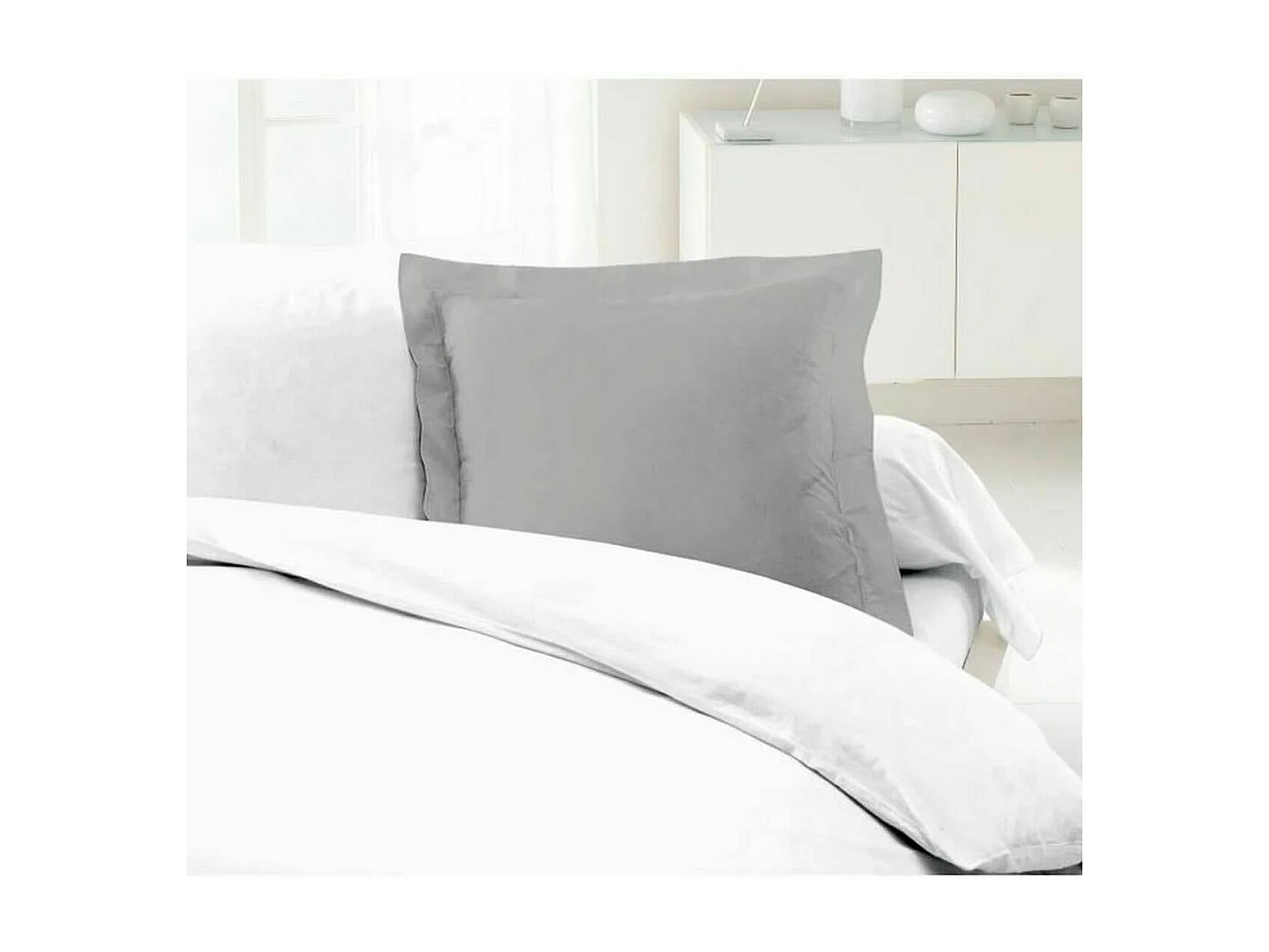 Conjunto de 2 Capas de Almofada 100% Algodão 63x63 cm Cinza Claro