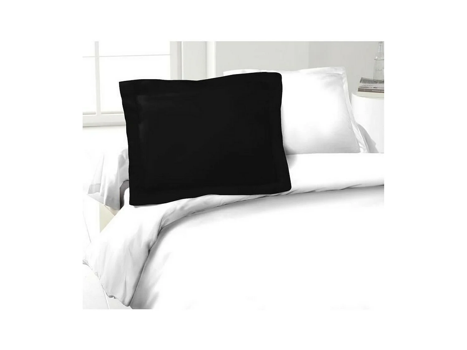 2 taies d'oreillers noir 100% coton 50 x 70 cm