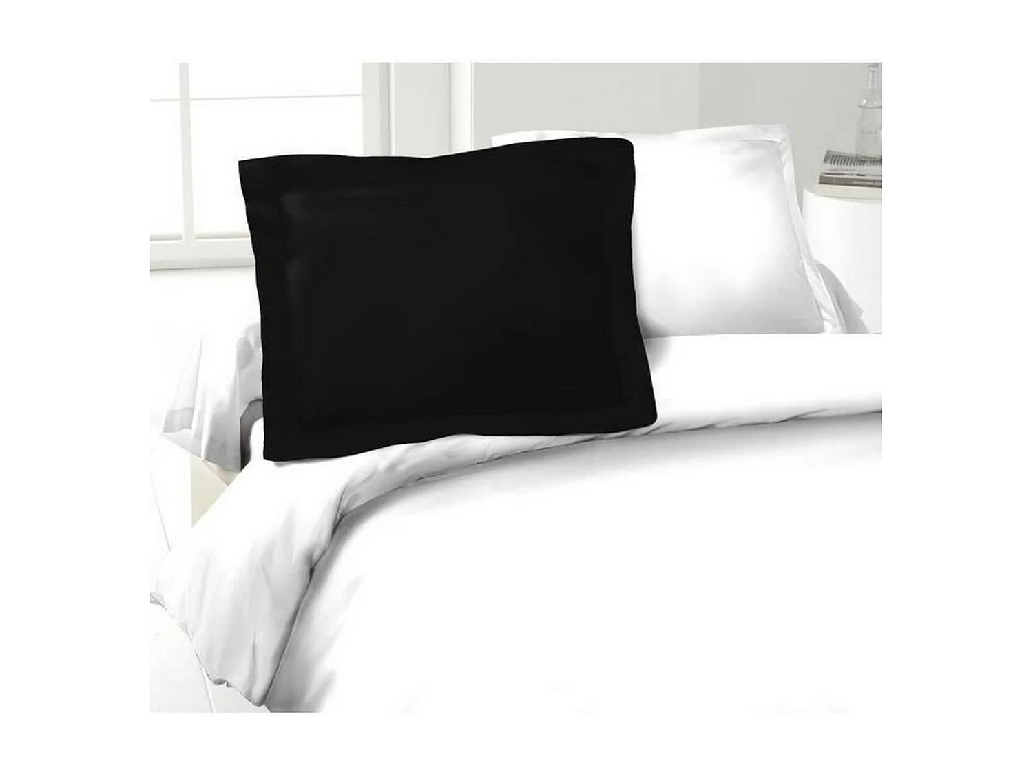 Set aus 2 Kissenbezügen 100% Baumwolle Schwarz 50x70 cm