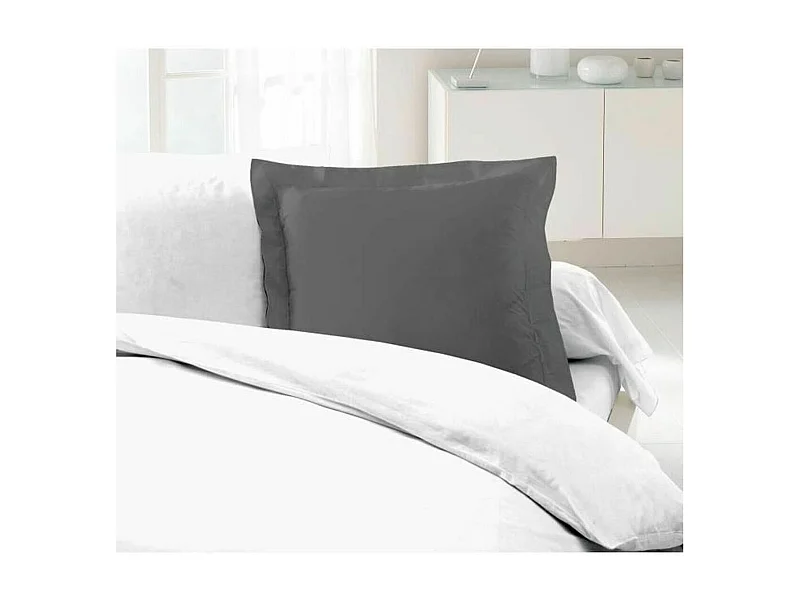 2 Taies d'oreillers gris foncé 100% coton 63 x 63 cm