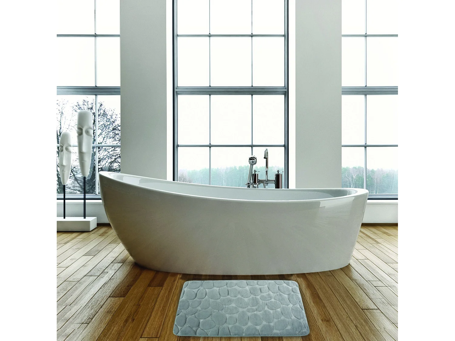 Piédras gris de tapis en mousse 50x80 cm