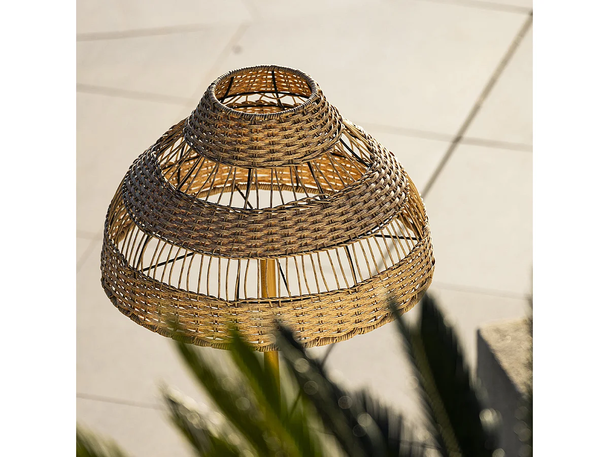 Lampadaire sans fil ELION Beige Rotin H168cm