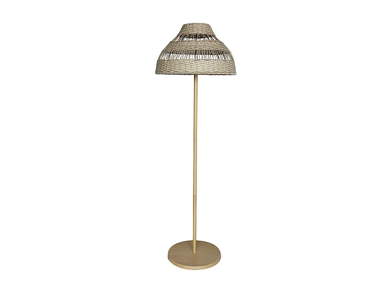 Lampadaire sans fil ELION Beige Rotin H168cm