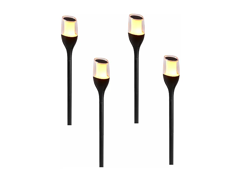 Lot de 4 torches solaires FARELY Noir Plastique H80 cm