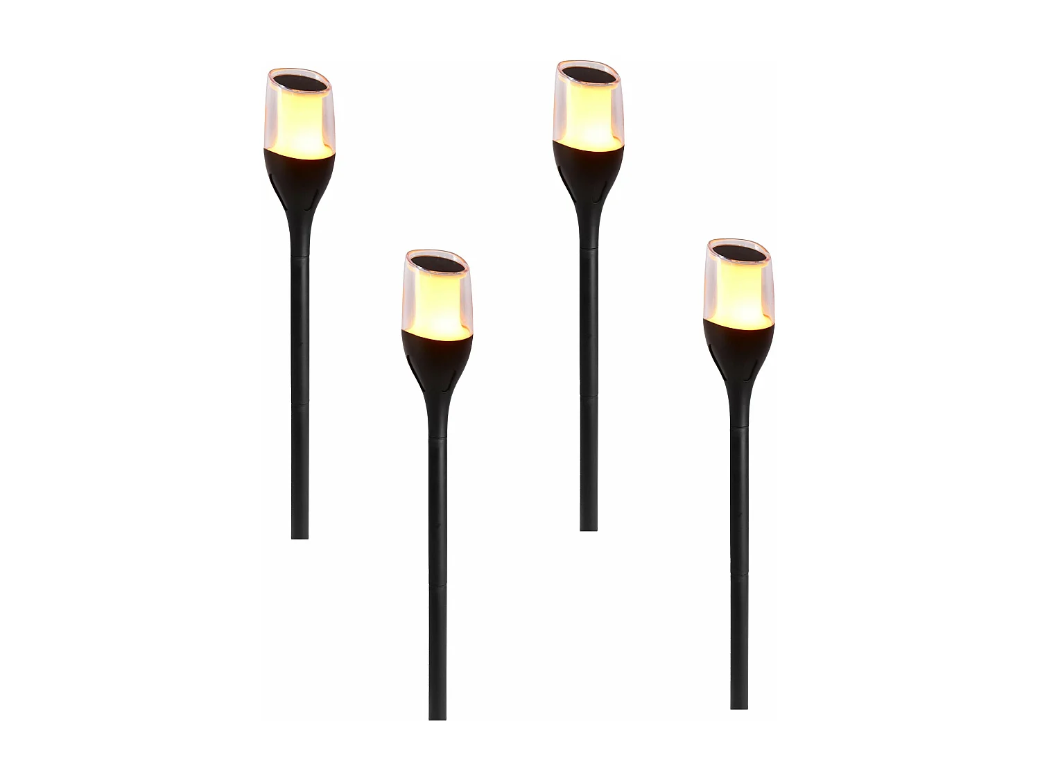 Lot de 4 torches solaires FARELY Noir Plastique H80 cm