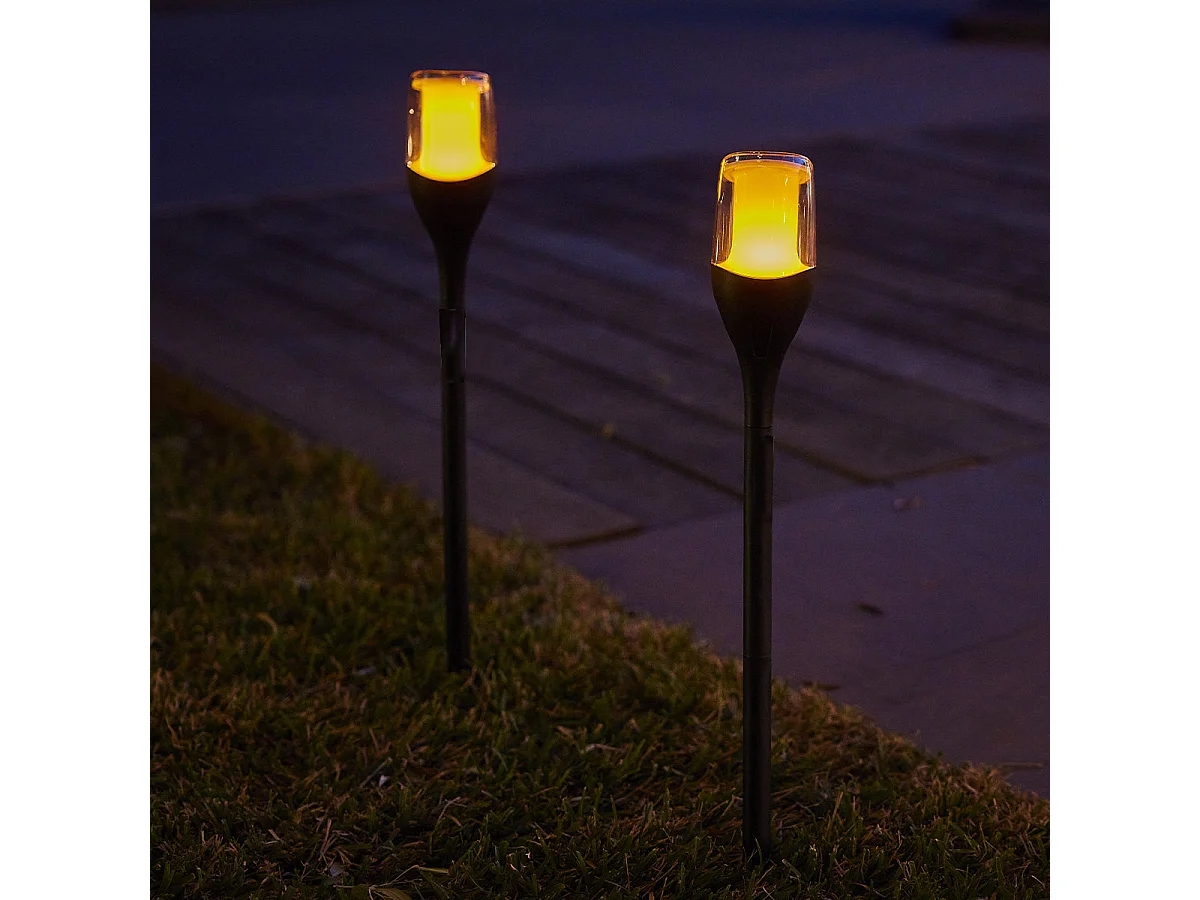 Lot de 4 torches solaires FARELY Noir Plastique H80 cm