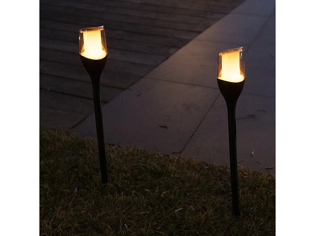 Lot de 4 torches solaires FARELY Noir Plastique H80 cm