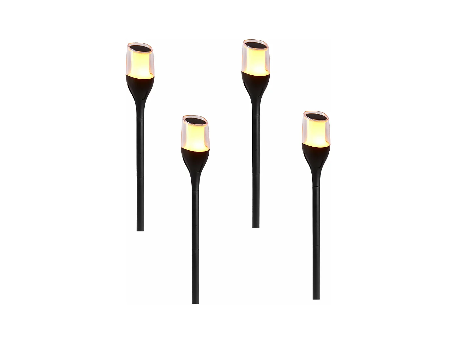 Lot de 4 torches solaires FARELY Noir Plastique H80 cm