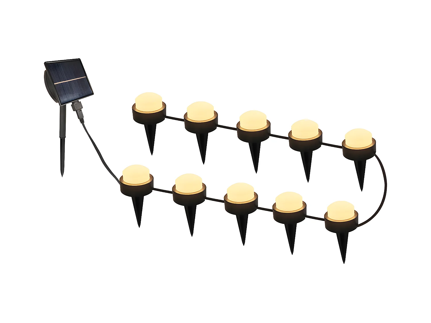 10 mini-spots solaires SOLIRAY Noir Plastique 12m