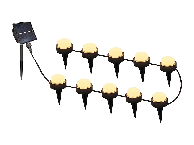 10 mini-spots solaires SOLIRAY Noir Plastique 12M